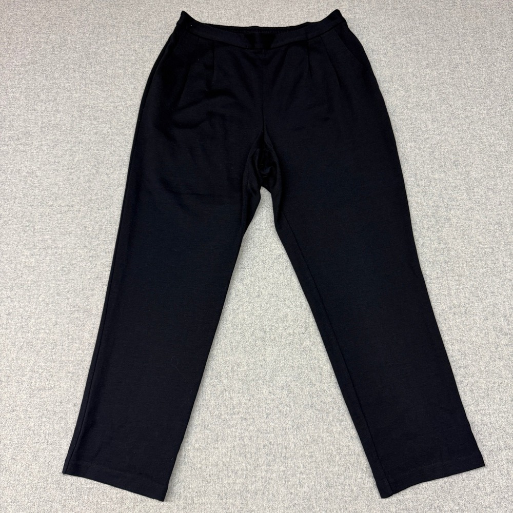 Elisabeth Liz Claiborne Knit Pants 20W Black Elastic Waist Pleated Pockets Work